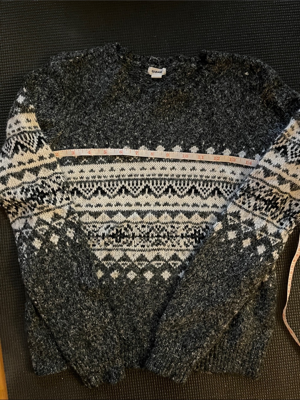 Garage Black & Cream Fair Isle Crewneck Sweater